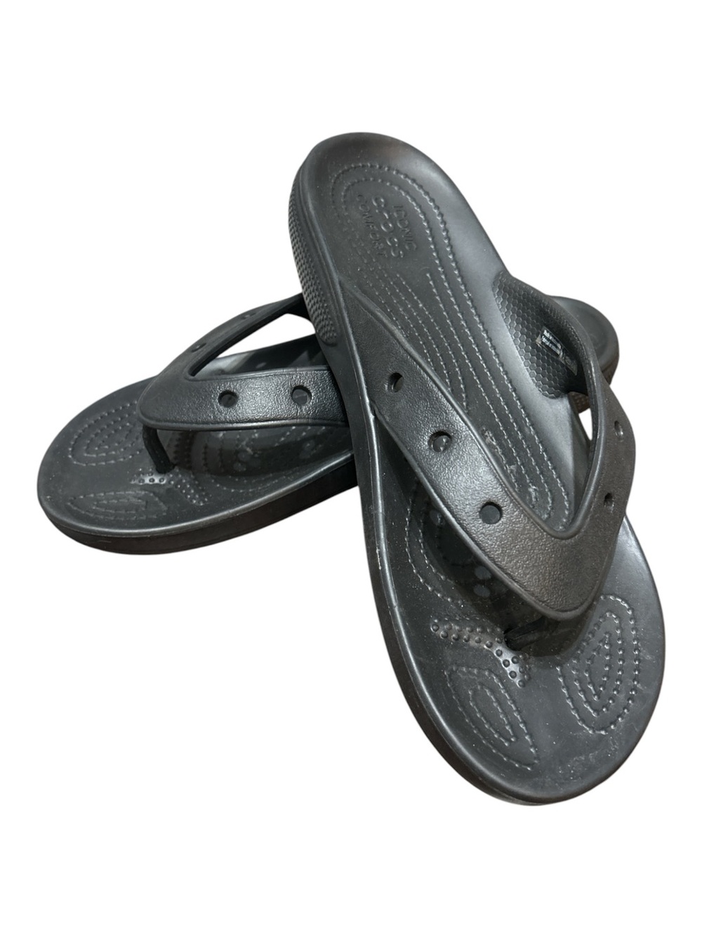 Crocs ICONIC COMFORT Classic Flip Flops v2 M8 - W10 in Black Thong Sandals Beach